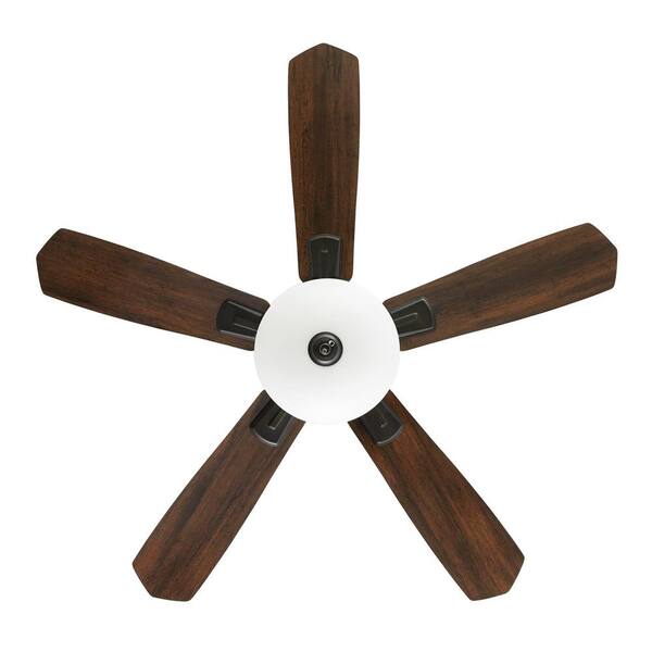 Hampton Bay Wellston II 44 In. Indoor LED Bronze Dry Rated Downrod Ceiling Fan With Light Kit And 5 Reversible Blades