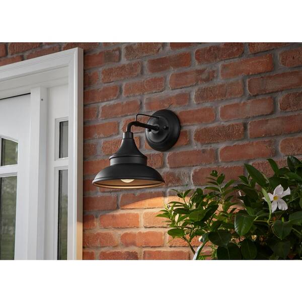 Hampton Bay Wetherby 11 In. Black Barn Outdoor Wall Light Sconce