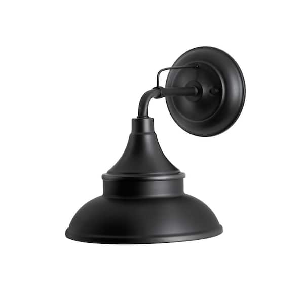 Hampton Bay Wetherby 11 in. Black Barn Outdoor Wall Light Sconce