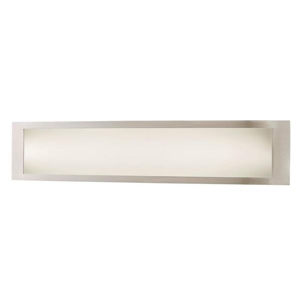 Hampton Bay Woodbury 24.6 In. 1-Light Brushed Nickel Integrated LED Bathroom Vanity Light Bar With Frosted Acrylic Shade