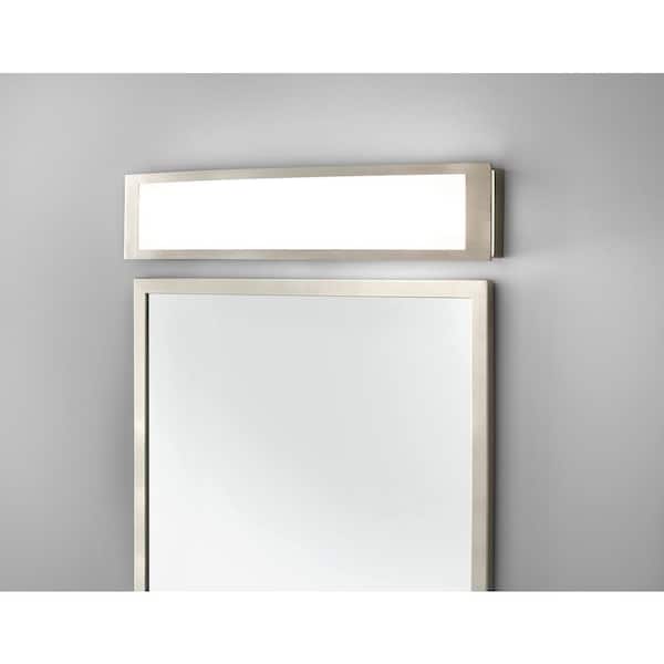 Hampton Bay Woodbury 24.6 in. 1-Light Brushed Nickel Integrated LED Bathroom Vanity Light Bar with Frosted Acrylic Shade