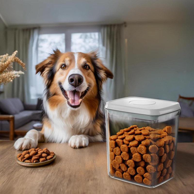Wayfair 1.45 Qt Dog Treat Container Airtight Dog Treat Jar For Pets Plastic Dog Cat Food Storage Containers With Lids BPA Free Clear POP UP Container For Dog Treats Snacks Biscuits