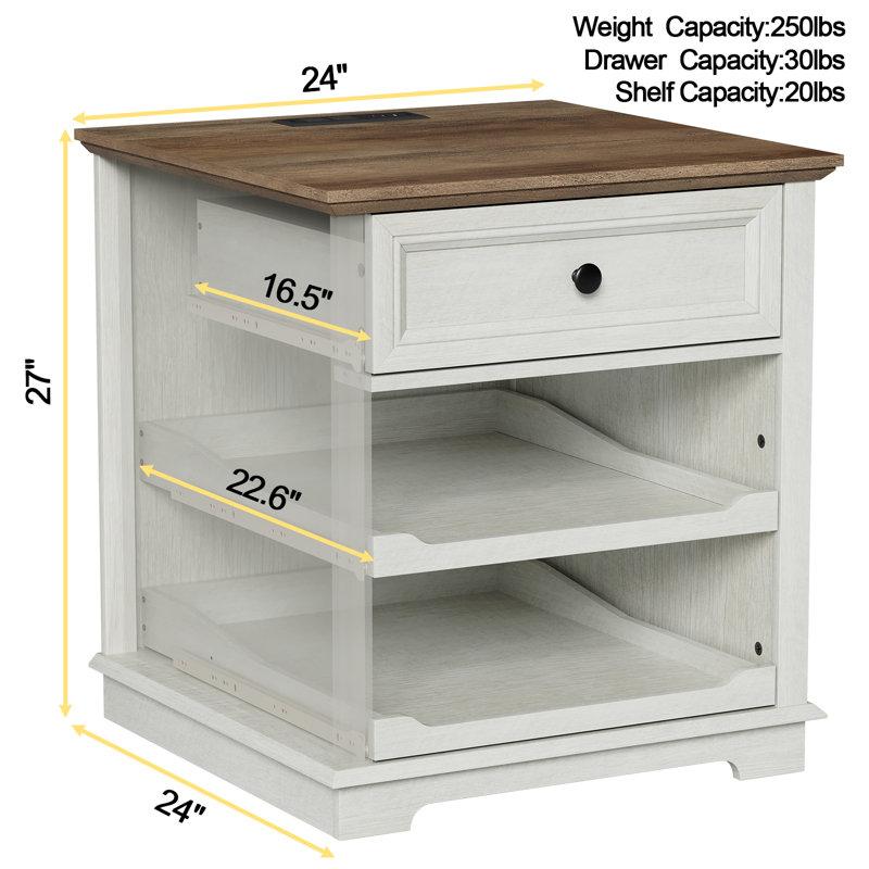 Wayfair 1 Drawer Nightstands With Storage Tray And Built-in Charging Station