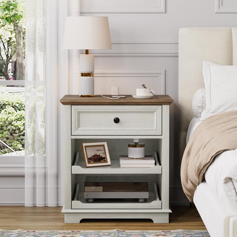 Wayfair 1 Drawer Nightstands With Storage Tray And Built-in Charging Station