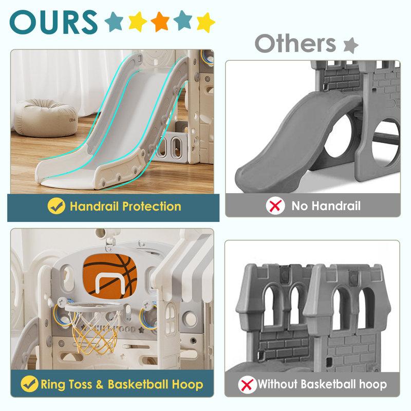 Wayfair 10 In 1 Kids Slide Playset For Toddlers Age 1-3 With Kid Playhouse Indoor Outdoor Toddler Slide