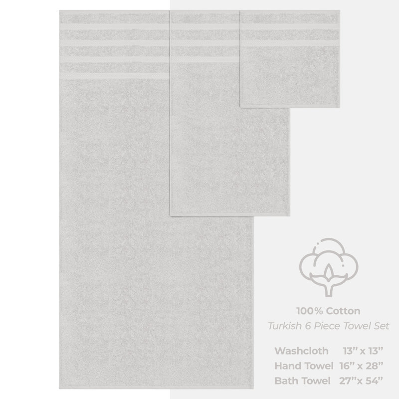 Wayfair 100% Cotton Premium Turkish Bath Towel Set 6 Piece Super Soft And Absorbent Darcelle Collection