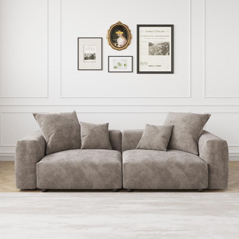Wayfair 102.36'' Corduroy Upholstered 2 Seater Modular Sofa