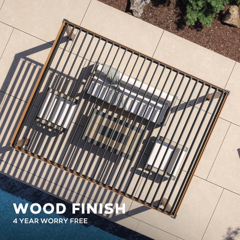 Wayfair 111S Takasho Wood Grain Aluminum Pergola With Adjustable Rainproof Louver