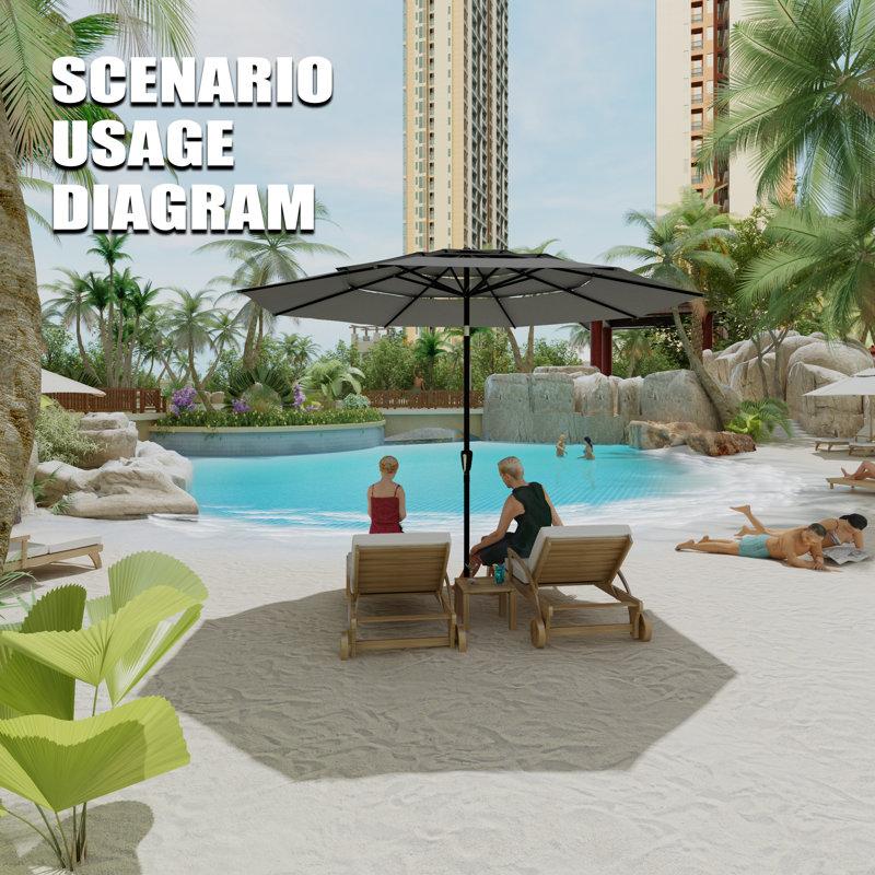 Wayfair 11FT 3-Tier Ventilation Outdoor Patio Umbrella With Crank & Tilt