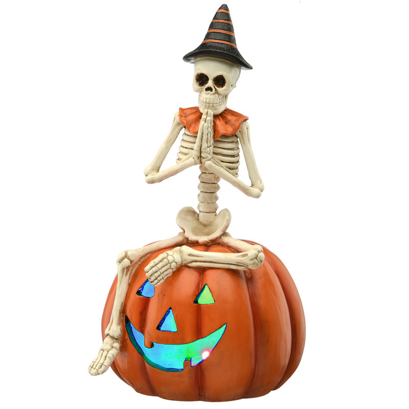 Wayfair 12" Skeleton Sitting on Pumpkin Halloween Decoration