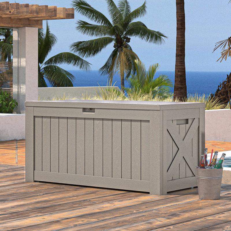 Wayfair 120 Gallons Water Resistant Lockable Deck Box