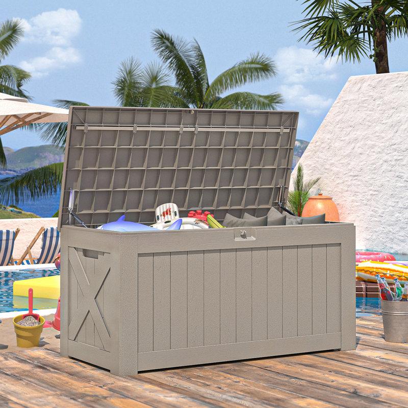 Wayfair 120 Gallons Water Resistant Lockable Deck Box