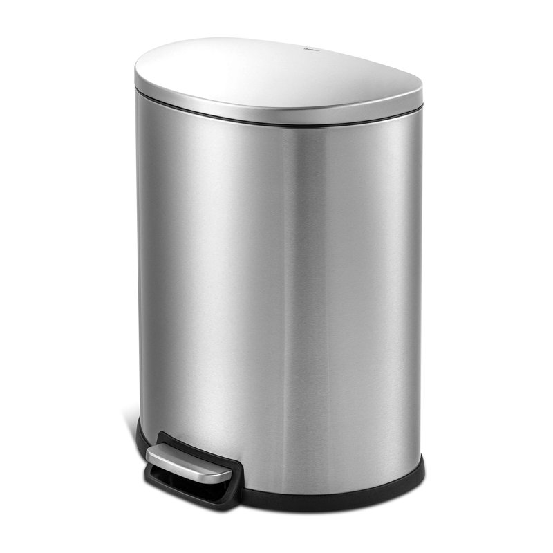 Wayfair 13.2 Gallon Stainless Steel D-Shape Step On Trash Can
