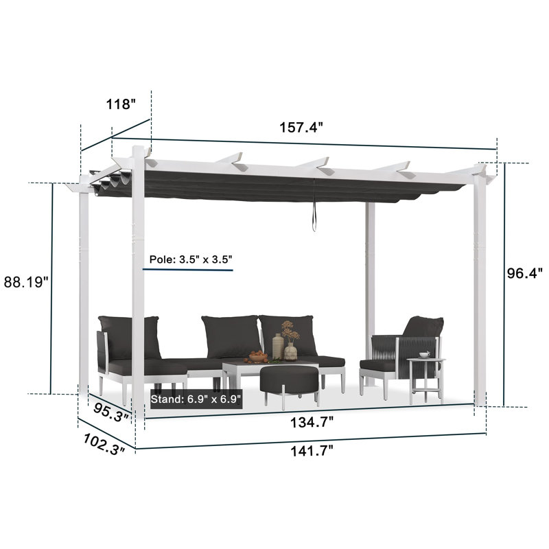 Wayfair 13 Ft. W X 10 Ft. D Aluminium Pergola With Canopy