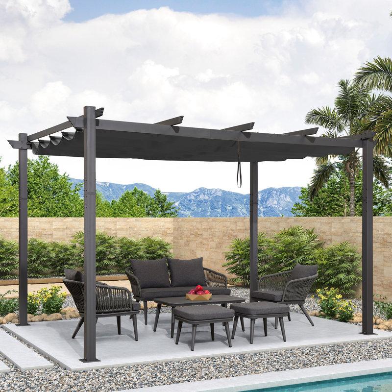 Wayfair 13 Ft. W X 10 Ft. D Metal Pergola With Canopy