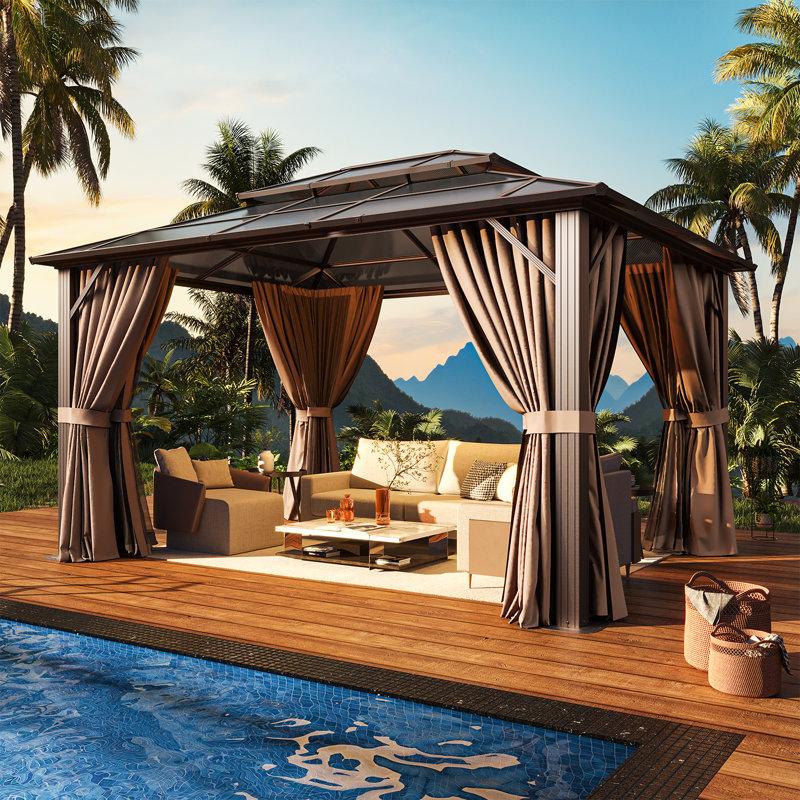 Wayfair 13 Ft. W x 10 Ft. D Outdoor Patio Gazebo with Hardtop Double Roof