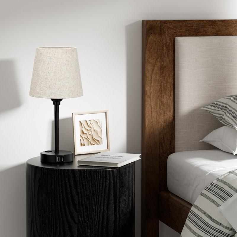Wayfair 15'' Minimal Table Lamp Set With Touch Control AC Outlet And USB A&C Ports (Set Of 2)