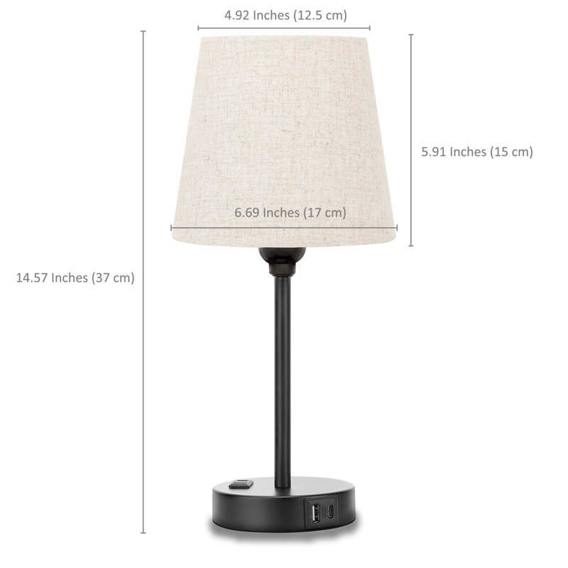 Wayfair 15'' Minimal Table Lamp Set With Touch Control AC Outlet And USB A&C Ports (Set Of 2)