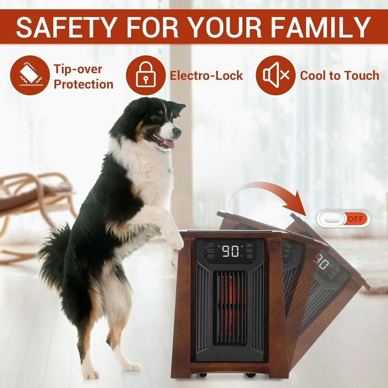 Wayfair 1500 Watt Electric High Efficiency Cabinet Space Heater With Adjustable Thermostat 8 Quartz Heating Elements Remote Included And With Digital Display