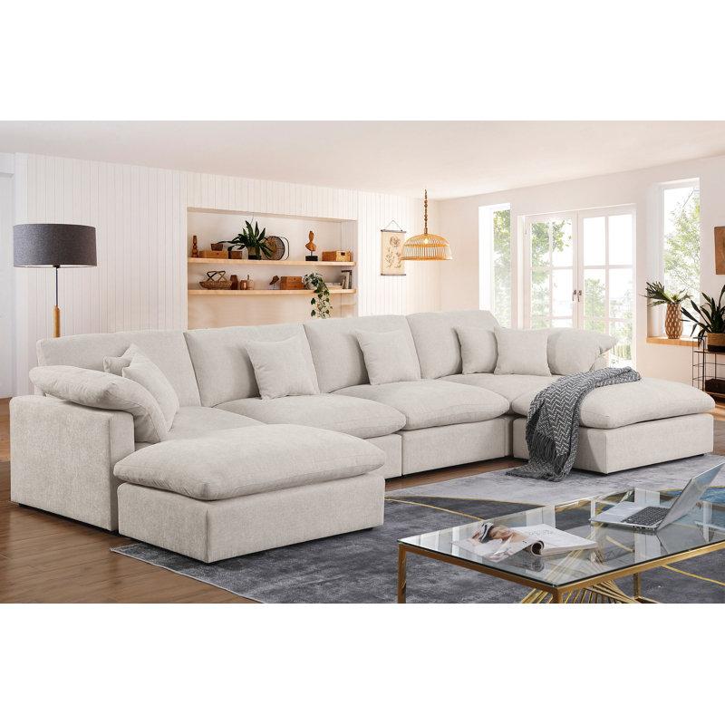 Wayfair 155.7" U Shape Sectional Sofa Cloud Couch With Removable Ottomans