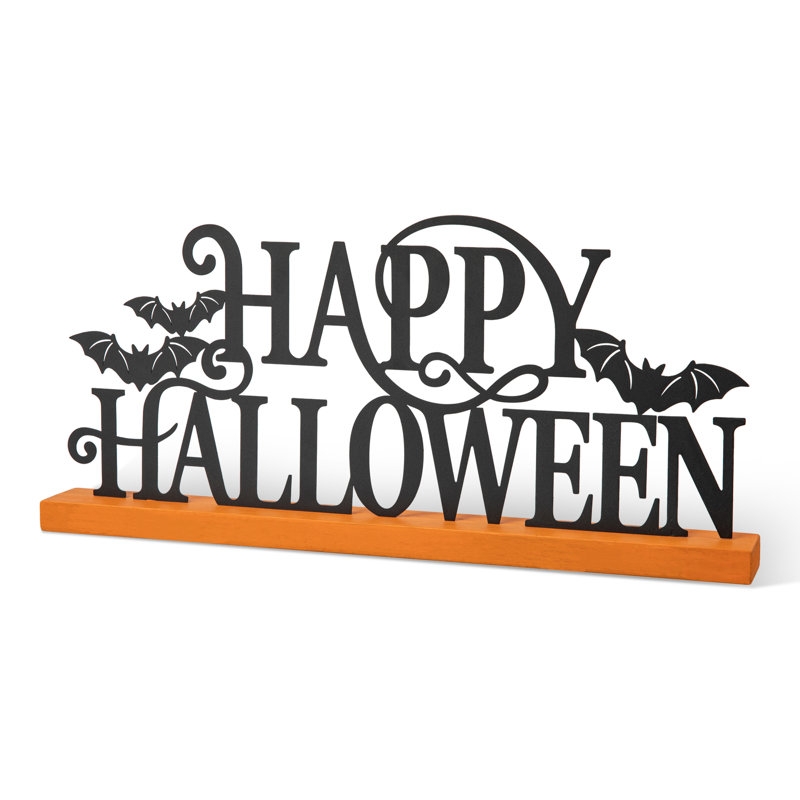 Wayfair 18"L Halloween Wood & Metal "HAPPY HALLOWEEN" Table Decor