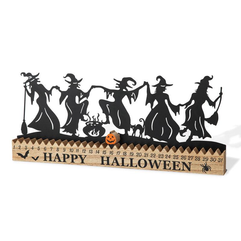 Wayfair 18"L Halloween Wooden & Metal Dancing Witch Silhouette Countdown Table Sign