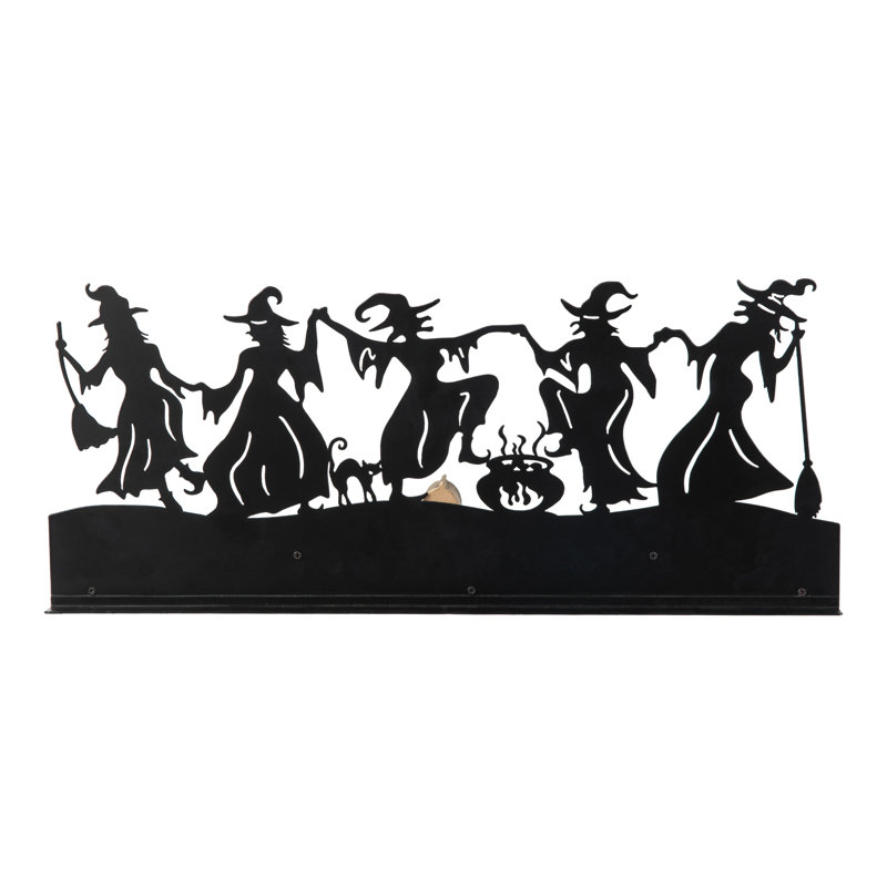 Wayfair 18"L Halloween Wooden & Metal Dancing Witch Silhouette Countdown Table Sign