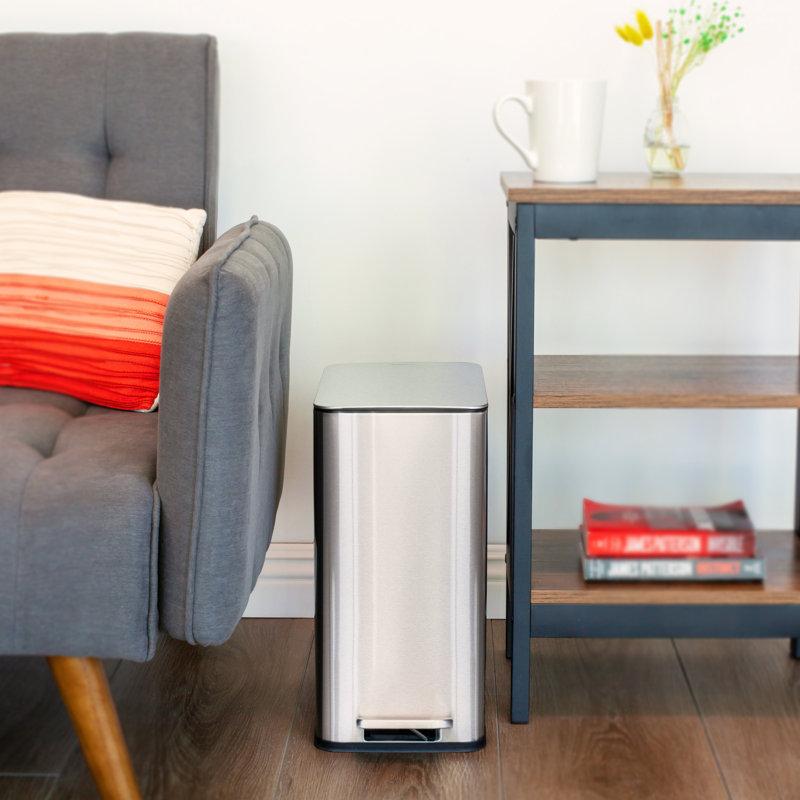 Wayfair 2.6 Gallon Stainless Steel Rectangular Step On Bathroom Trash Can