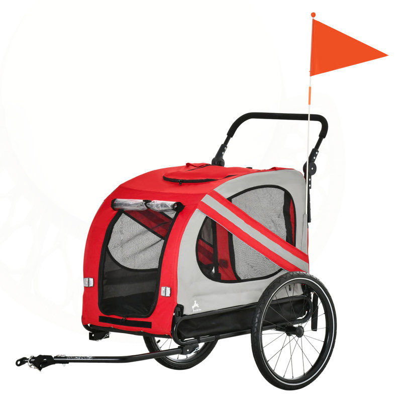 Wayfair 2-in-1 Pet Bike Trailer And Stroller For Small Dogs Weather-Resistant And Highly Visible Red