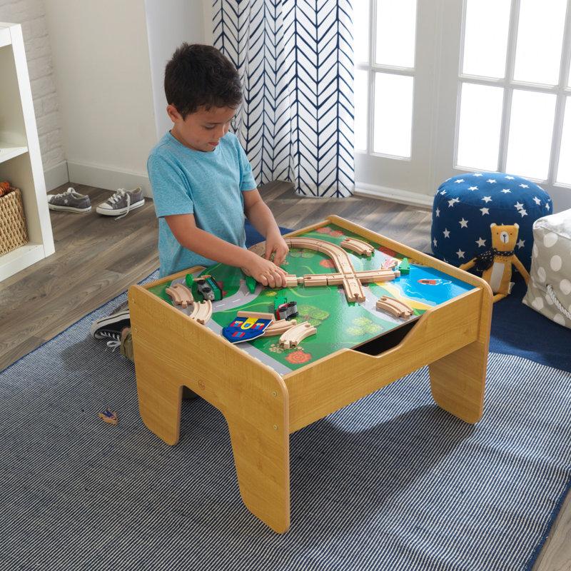 Wayfair 2-in-1 Wooden Activity Table With Board Train Set And 195 Bricks