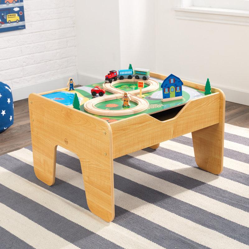 Wayfair 2-in-1 Wooden Activity Table with Board Train Set and 195 Bricks