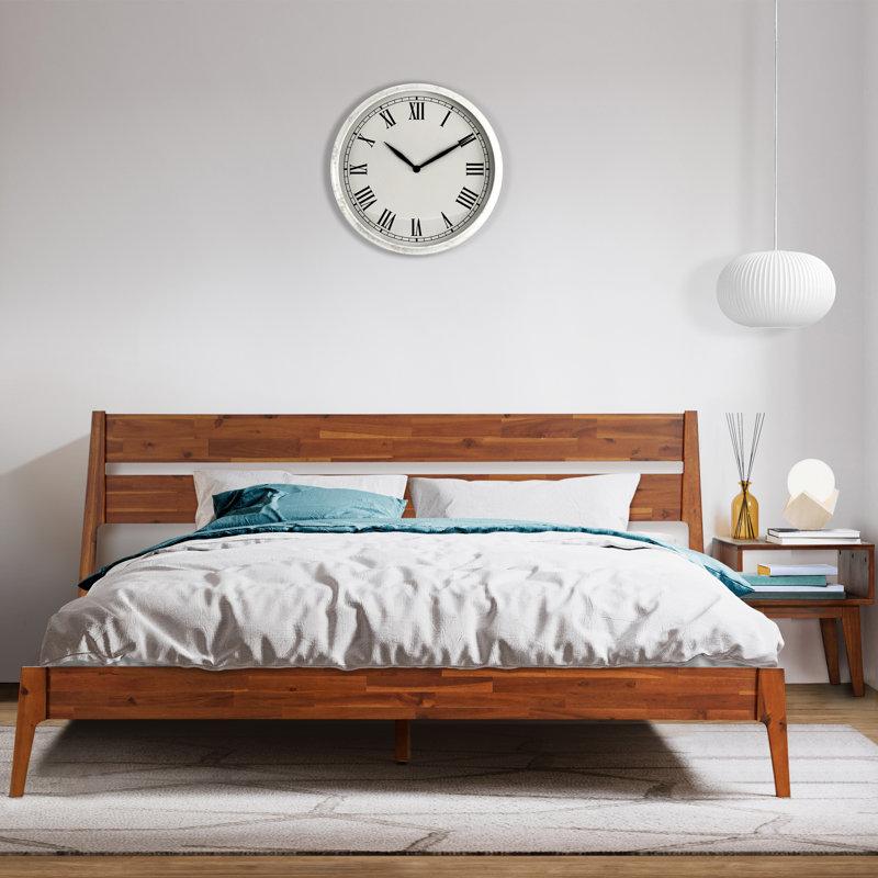 Wayfair 2-Pcs Bedroom Set – Solid Wood Platform Bed Frame & Matching Nightstand Mid-Century Modern Scandinavian 800 Lbs Capacity No Box Spring Needed