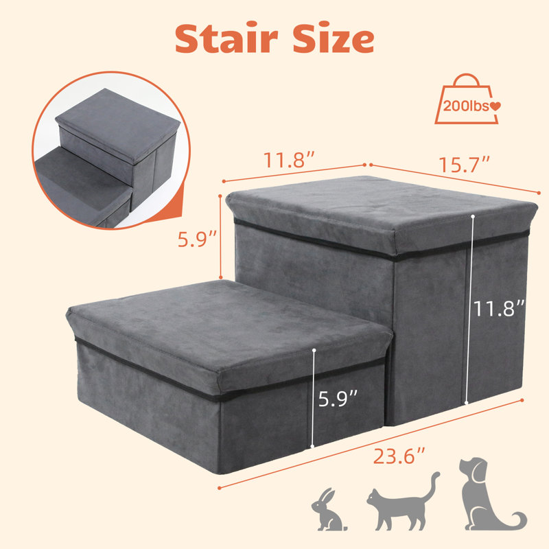 Wayfair 2-Tier Foldable Dog Stairs/Steps For Small Medium Dogs Pet Steps Storage Stepper For High Beds Sofa