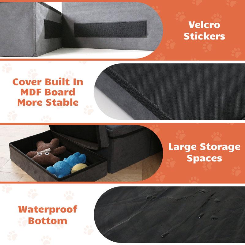 Wayfair 2-Tier Foldable Dog Stairs/Steps For Small Medium Dogs Pet Steps Storage Stepper For High Beds Sofa