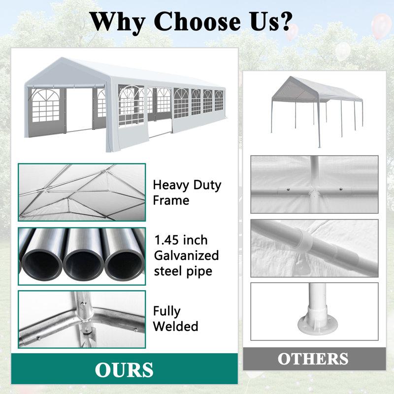 Wayfair 20FT ×40FT Metal Party Tent Canopy Heavy Duty Outdoor Wedding Gazebo With 4 Sand Bags