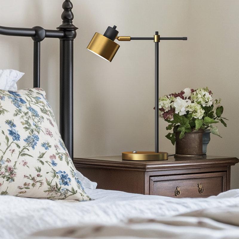 Wayfair 22.2 "metal Gold Reading Desk Lamp With Matte Black Finish Featuring Nordic Modern And Minimalist Design