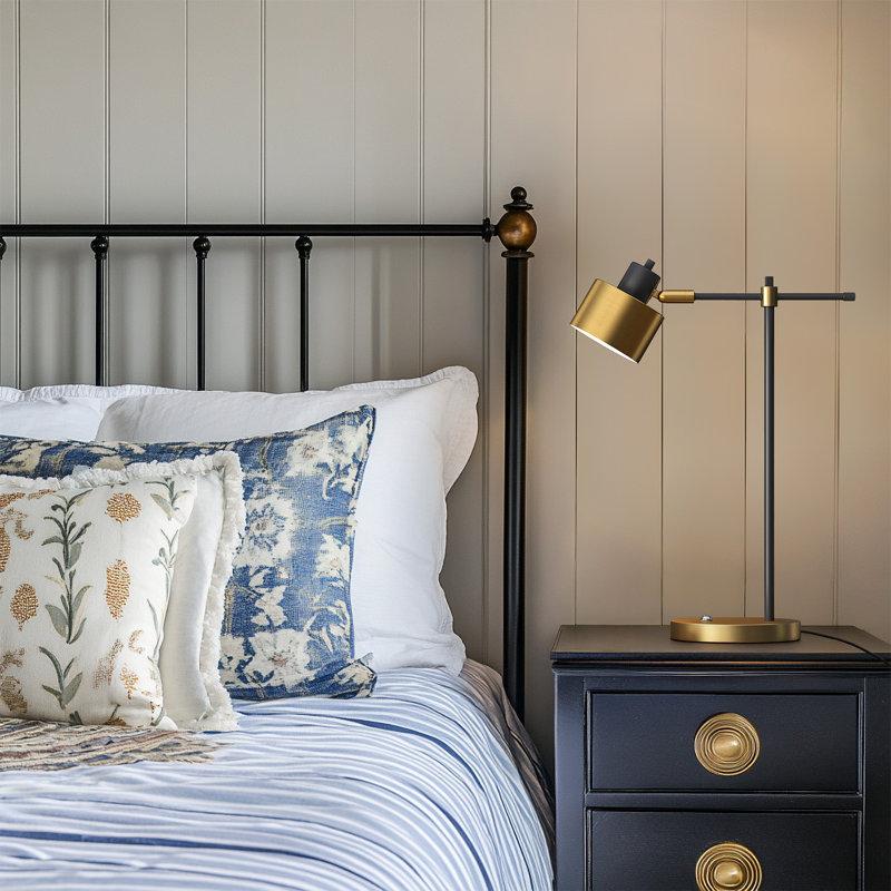 Wayfair 22.2 "metal Gold Reading Desk Lamp With Matte Black Finish Featuring Nordic Modern And Minimalist Design