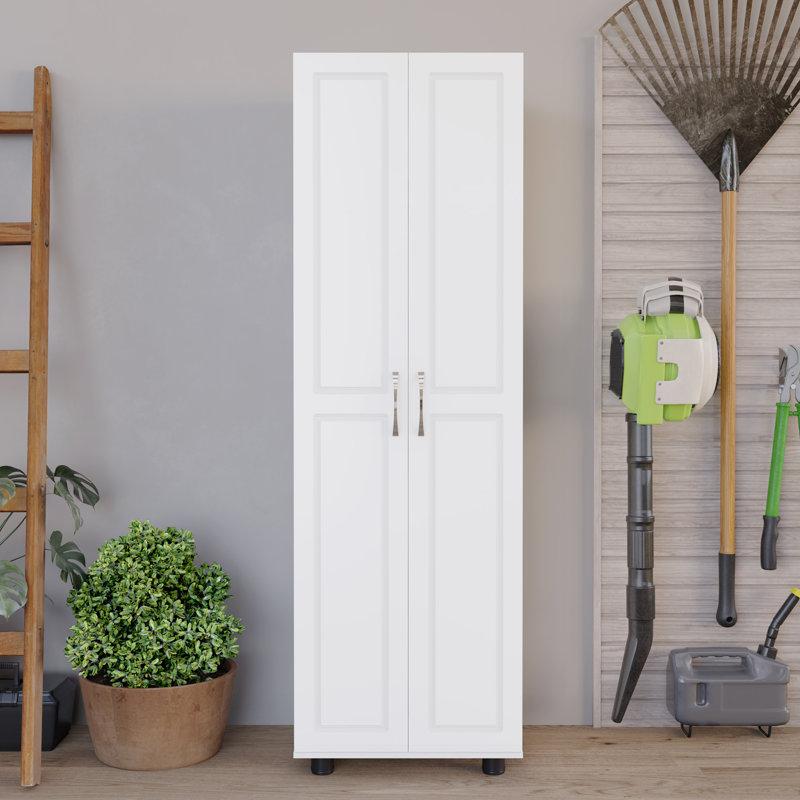 Wayfair 23.8"W 2-Door Storage Pantry Cabinet With Inset Panel Doors And Adjustable Shelves