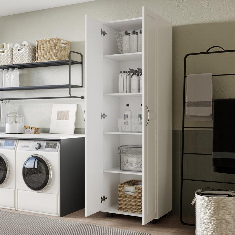 Wayfair 23.8"W 2-Door Storage Pantry Cabinet With Inset Panel Doors And Adjustable Shelves