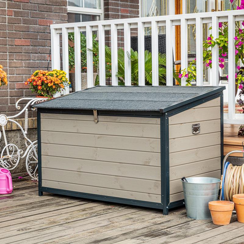 Wayfair 24.4 CUFT. Outdoor Solid Wood Storage Bin And Pet Food Storage Container