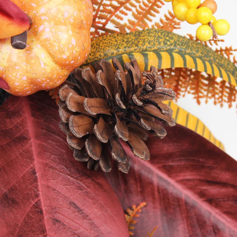 Wayfair 24'' Fall Harvest Wreath With Pumpkins Pinecones & Autumn Leaves – Thanksgiving Front Door Decoration
