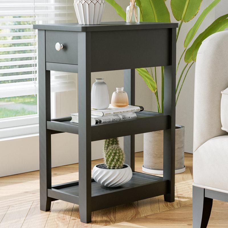 Wayfair 24'' Tall End Table Narrow Side Table With Drawer And Shelves For Small Space