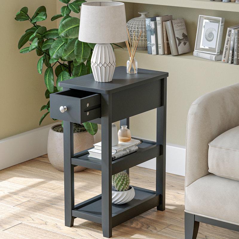 Wayfair 24'' Tall End Table Narrow Side Table With Drawer And Shelves For Small Space