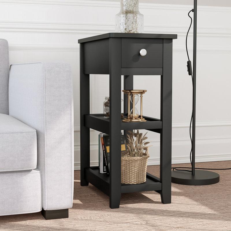 Wayfair 24'' Tall End Table Narrow Side Table With Drawer And Shelves For Small Space