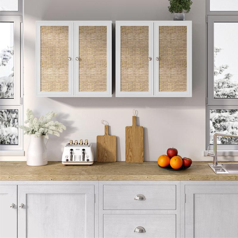 Wayfair 24" Wall Mounted Cabinet With Rattan Doors (Set Of 2)