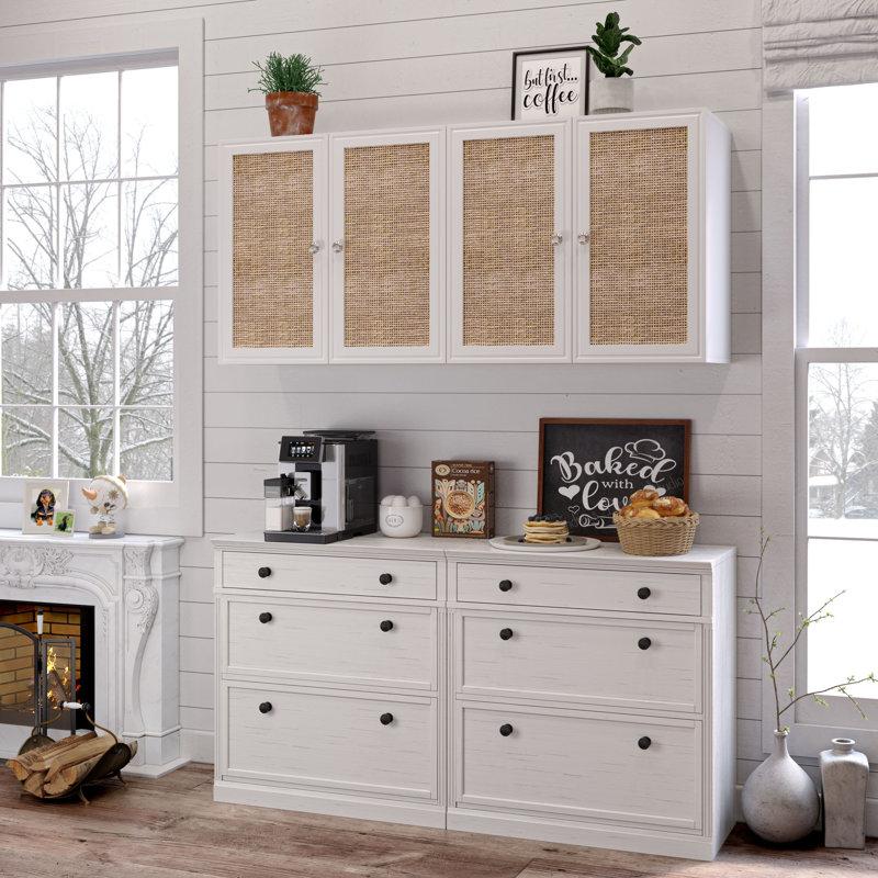 Wayfair 24" Wall Mounted Cabinet With Rattan Doors (Set Of 2)