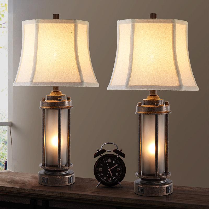 Wayfair 25" Latwanda Table Lamp Set With Night Light And USB Ports