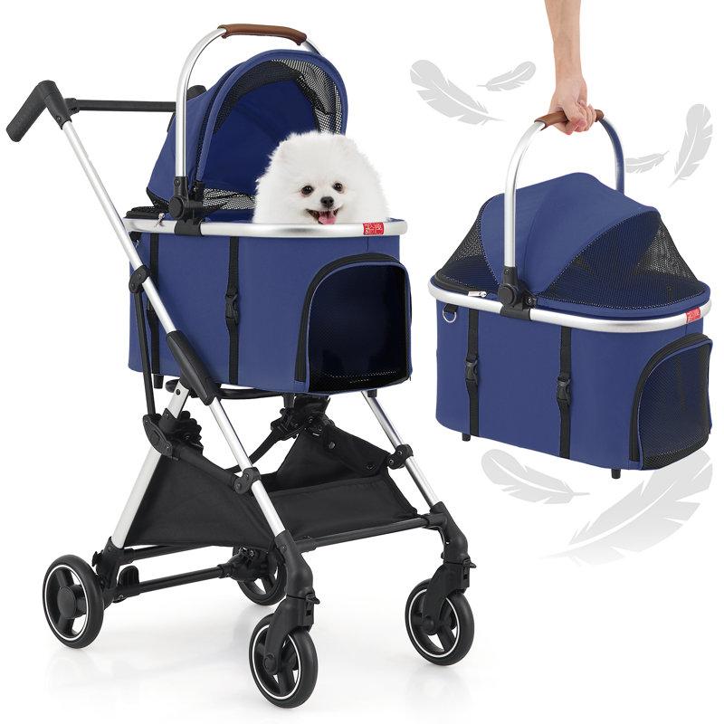 Wayfair 3-In-1 Pet Stroller Foldable Dog Cat Jogger Stroller With Detachable Carrier Multi-Angle Handle