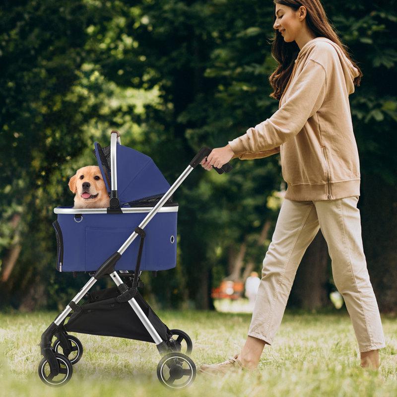 Wayfair 3-In-1 Pet Stroller Foldable Dog Cat Jogger Stroller With Detachable Carrier Multi-Angle Handle