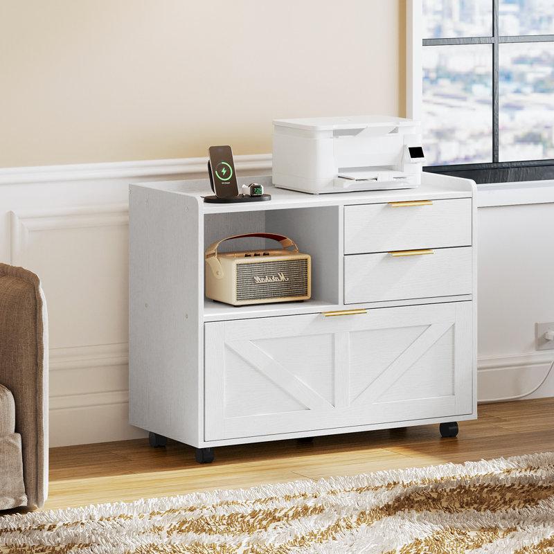 Wayfair 31.5'' Wide Mobile File Cabinet with Storage and Charging Station
